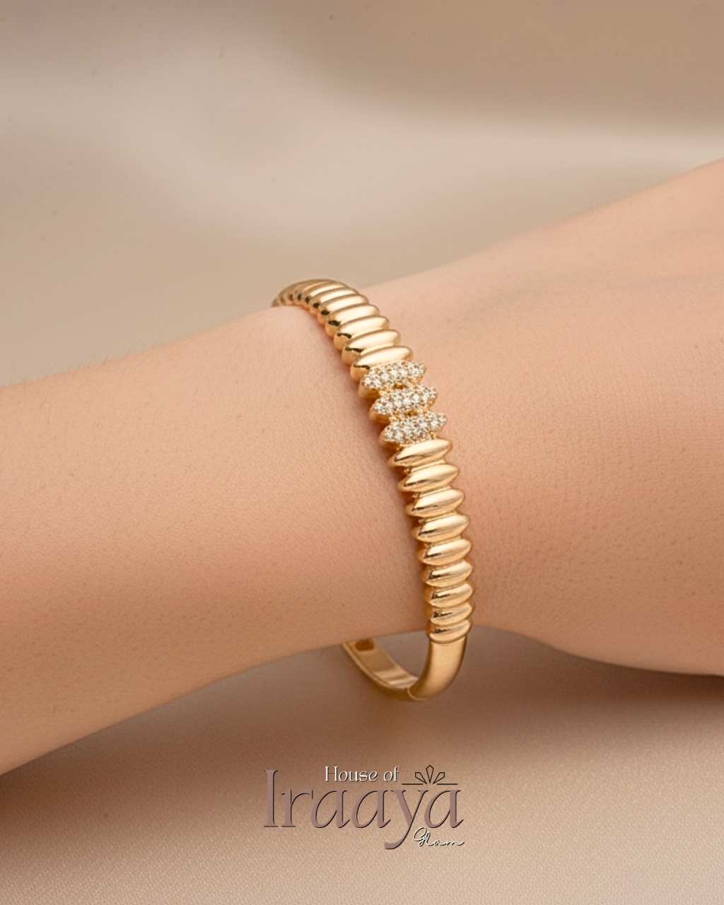 Classic Crystal Line Gold Kada