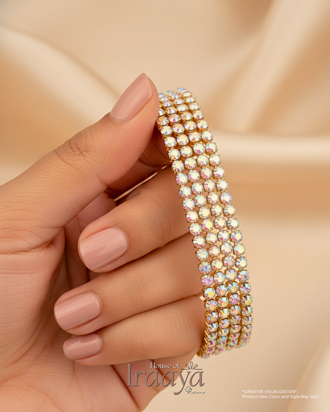 Gold Aurora Swarovski Glow Stoned Mesh  Bracelet