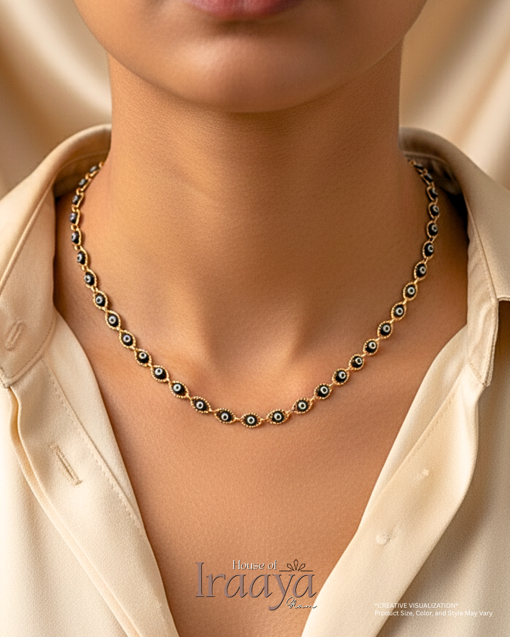 Gold Evil Eye Chain With Black Accents