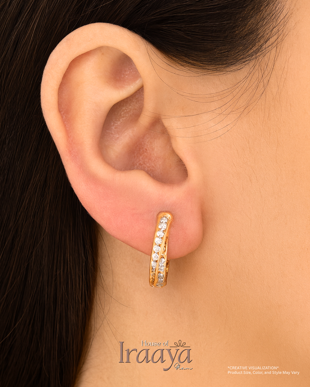 Classic Gold-Plated Crystal Hoop Earrings