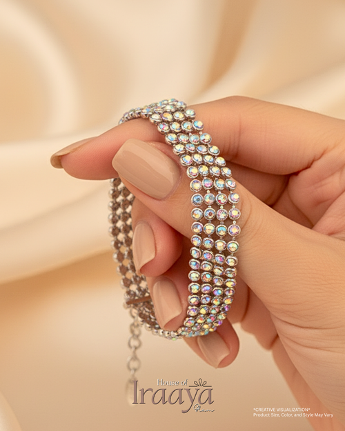 Aurora Swarovski Stoned Mesh Silver Bracelet