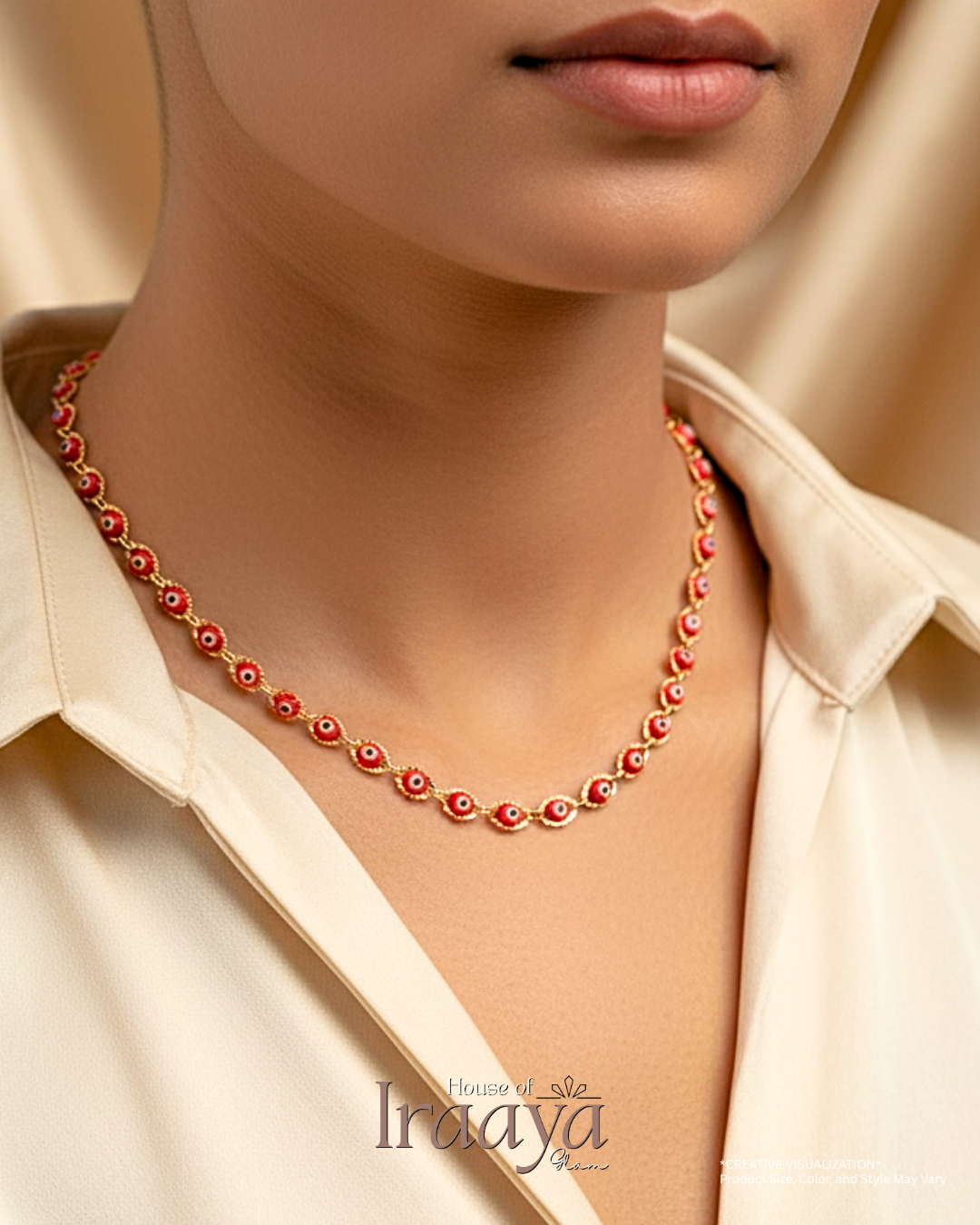 Gold Evil Eye Chain With Red Accents