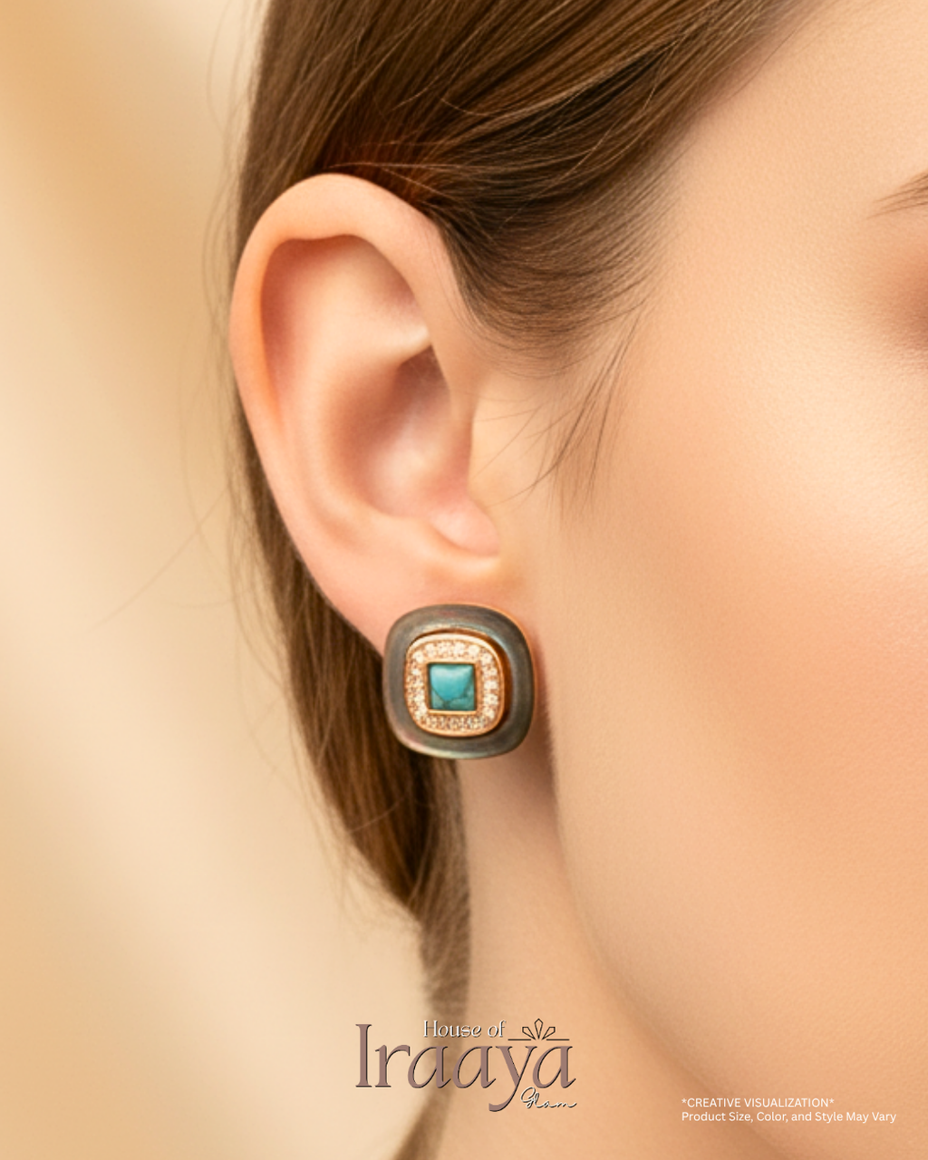Square Turquoise Elegance Stud Earrings