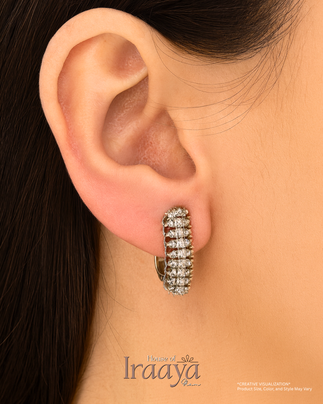 Elegant Silver Crystal Hoop Earrings