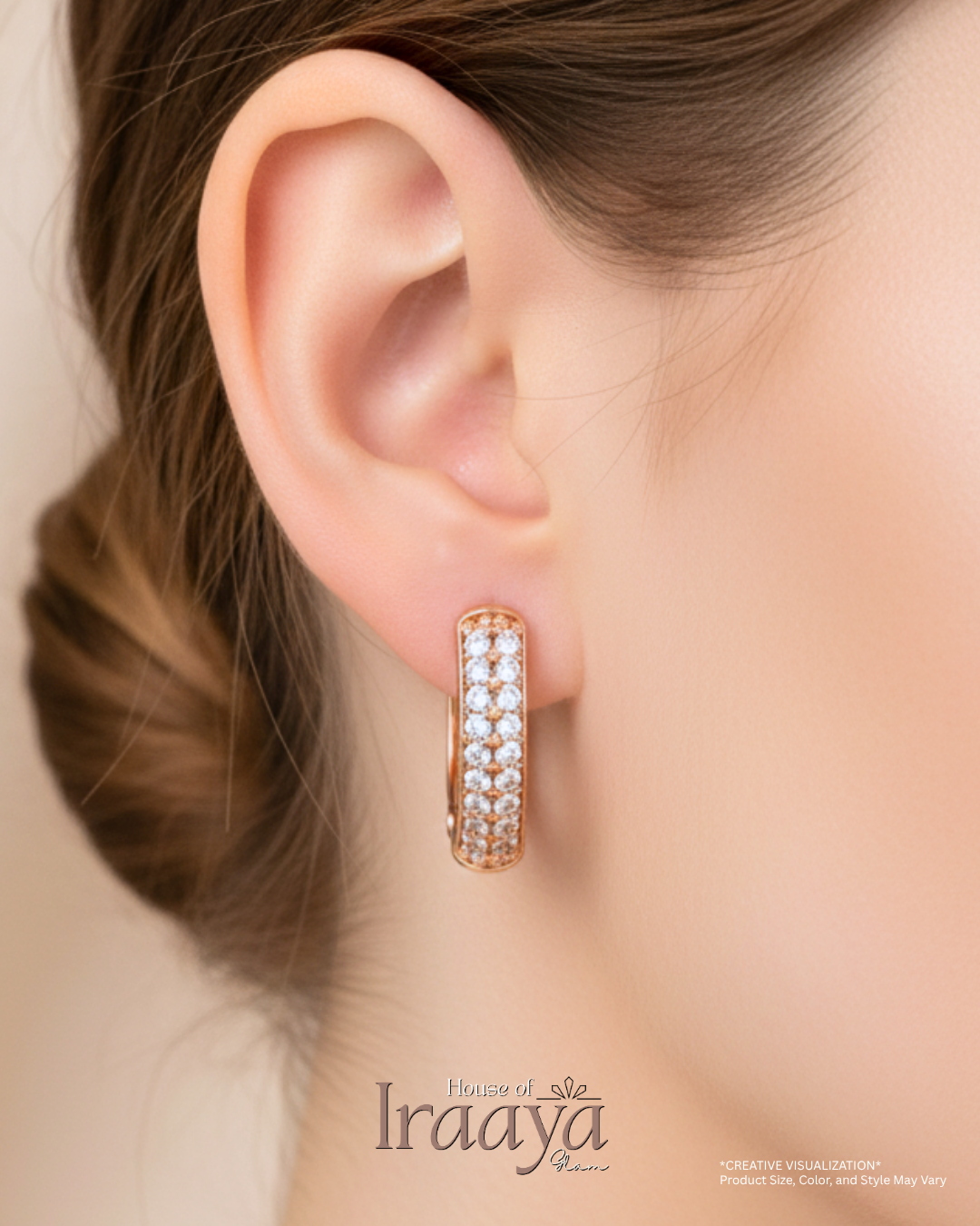 Rose Gold Crystal-Encrusted Bar Earrings