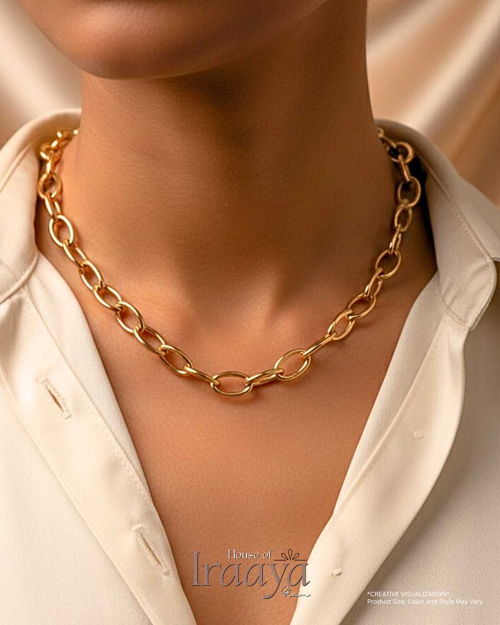 Gold  Oversized Bold interlocking oval link Chain