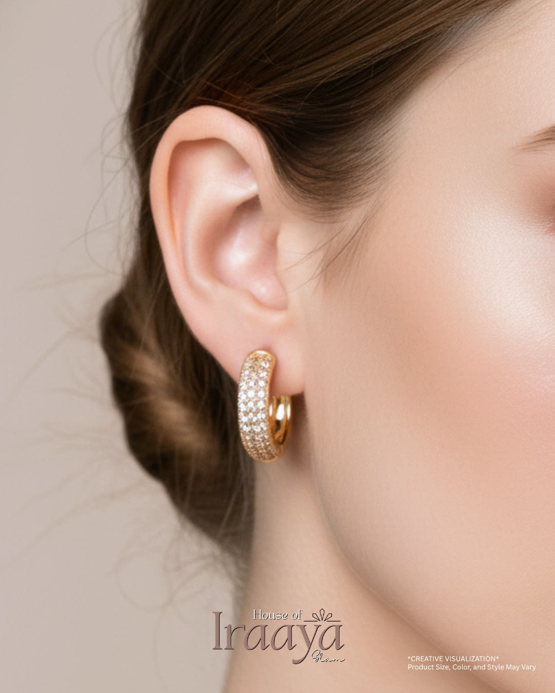 Gold-Tone Crystal Pavé Hoop Earrings