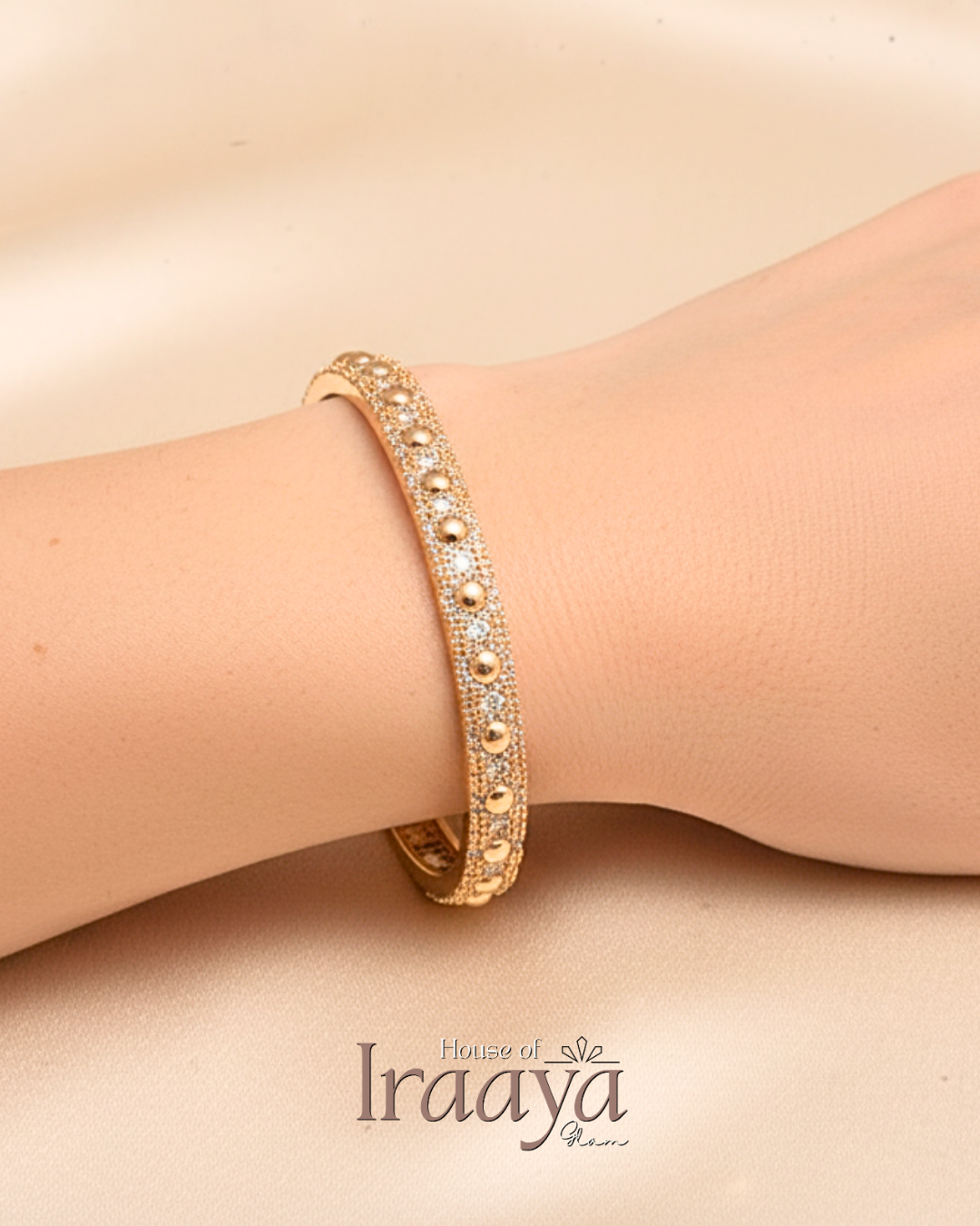 Gold Studded Diamond Detail Kada