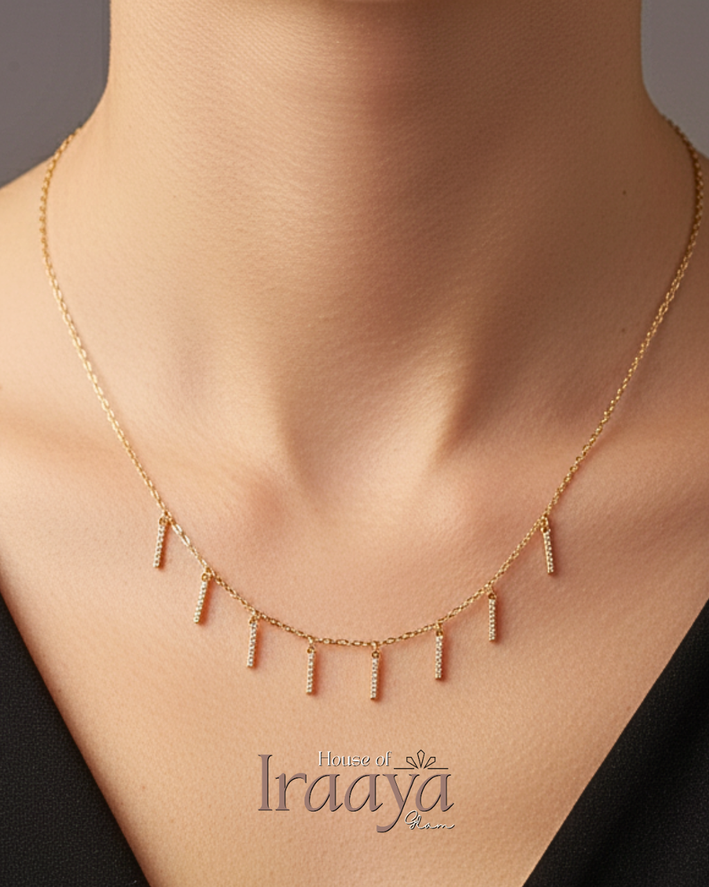 Crystal Drop Charm Necklace