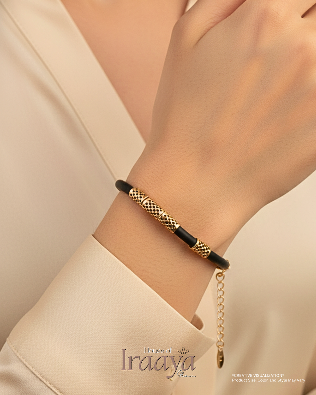 Black & Gold Mesh Accent Bracelet