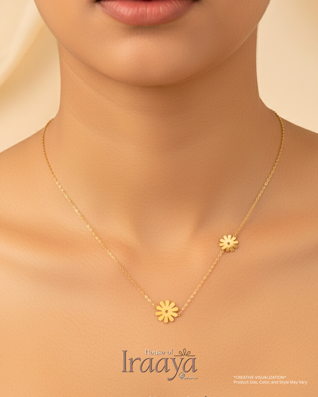 Glod Plated Minimal Floral Motifs Sleek Chain