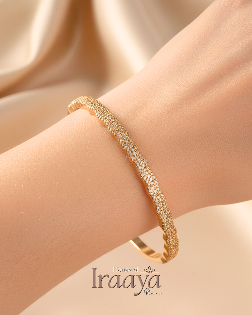 Stone Elegance Gold Kada