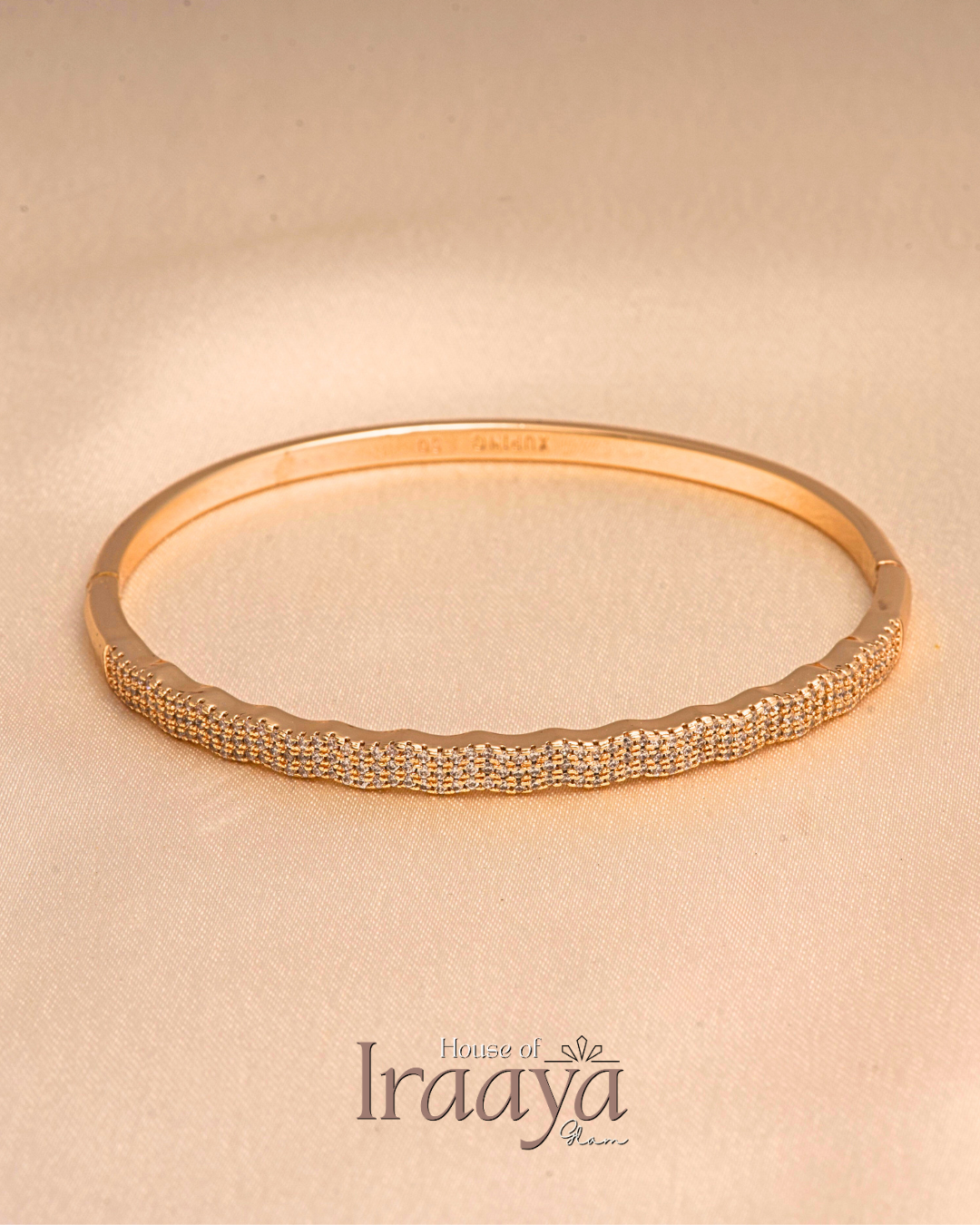 Stone Elegance Gold Kada