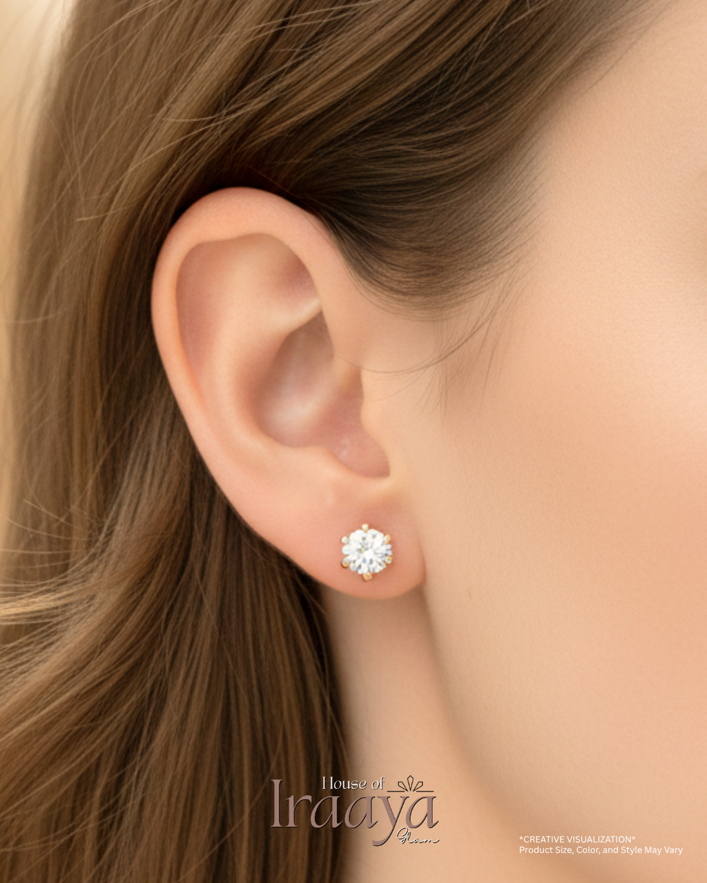 Gold-Plated Solitaire Stud Earrings