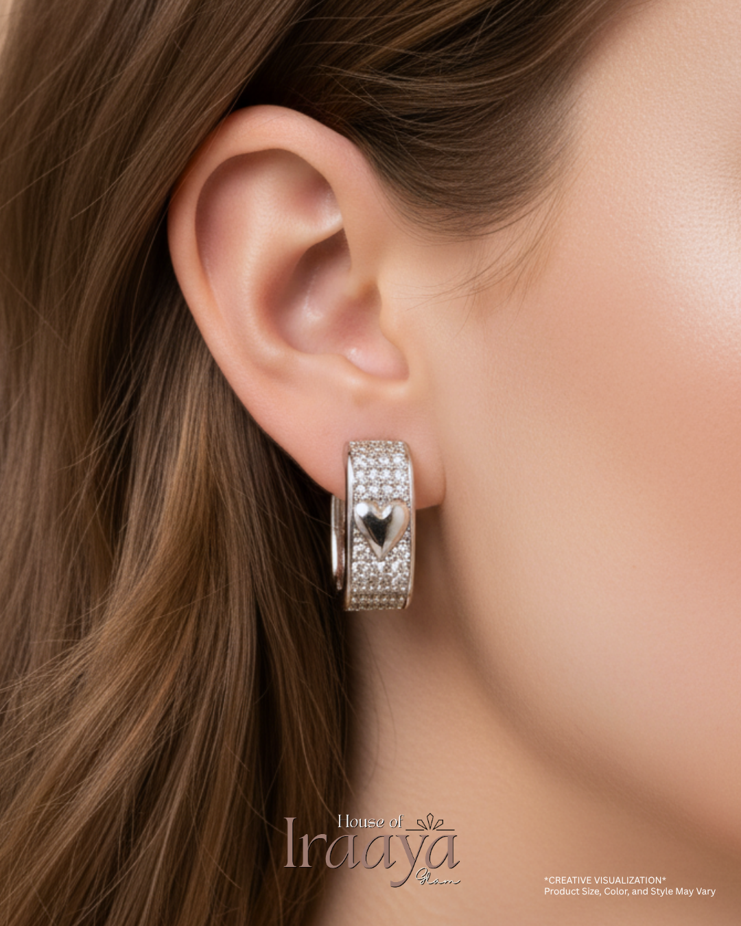 Silver Heart Motif Earrings