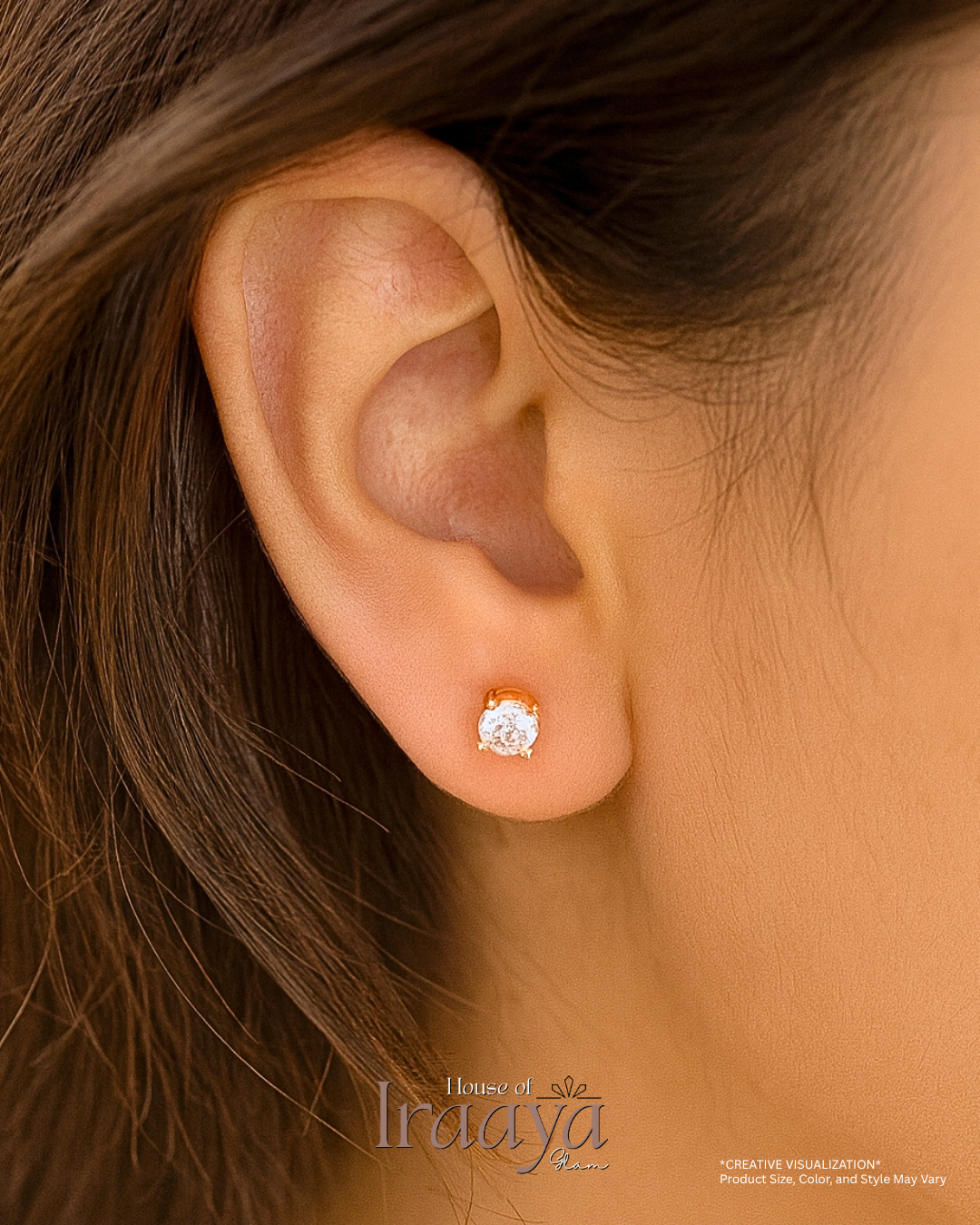 Classic Gold Stoned Stud Earrings