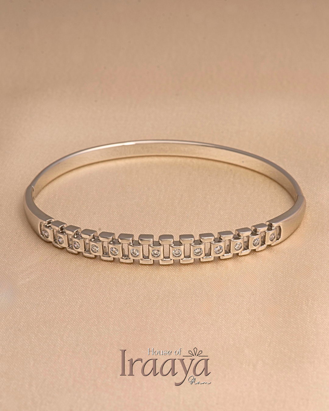 Silver Luxe Link Stoned Kada