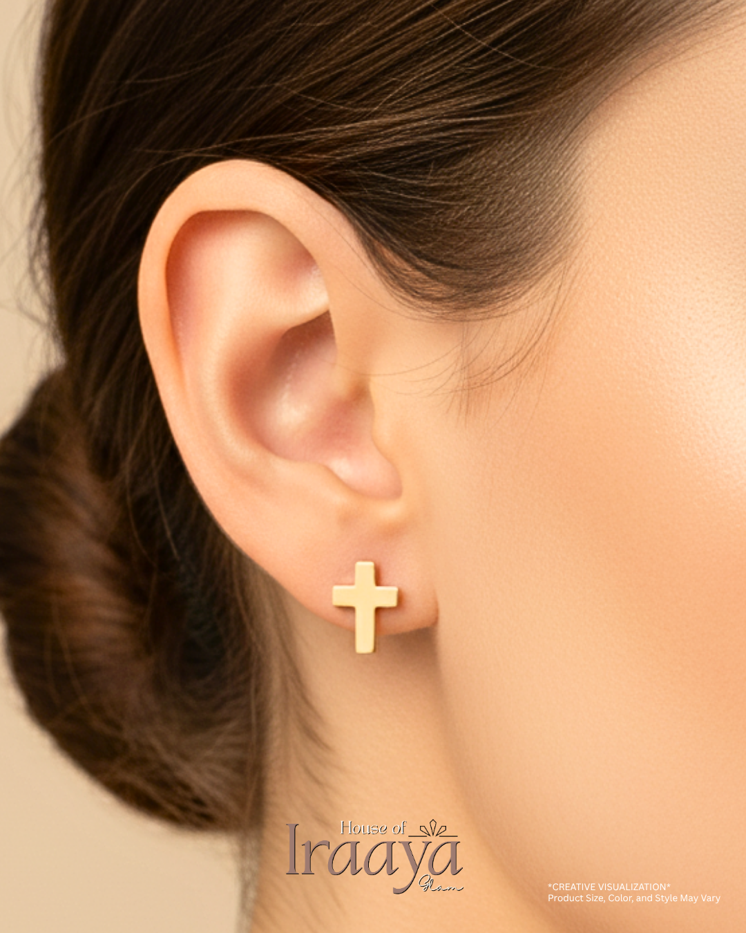 Minimal Gold Cross Stud Earrings