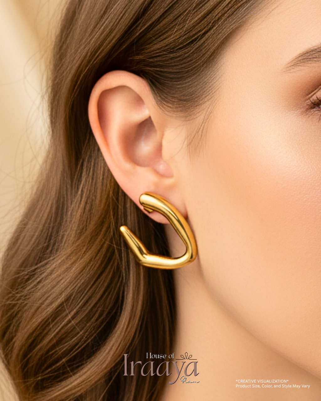 Bold Contemporary Geometric Gold Hoop Earrings
