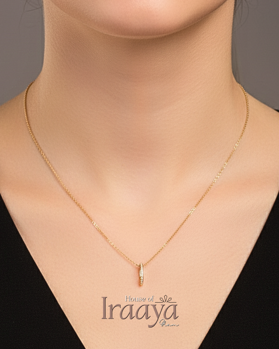 Minimal Crystal Bar Pendant Necklace