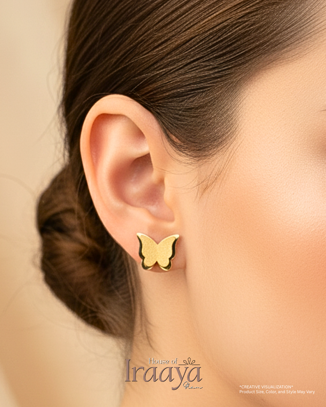 Gold Butterfly Stud Earrings