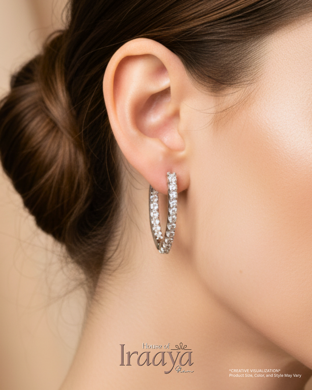Silver-Toned Marquise Hoop Earrings