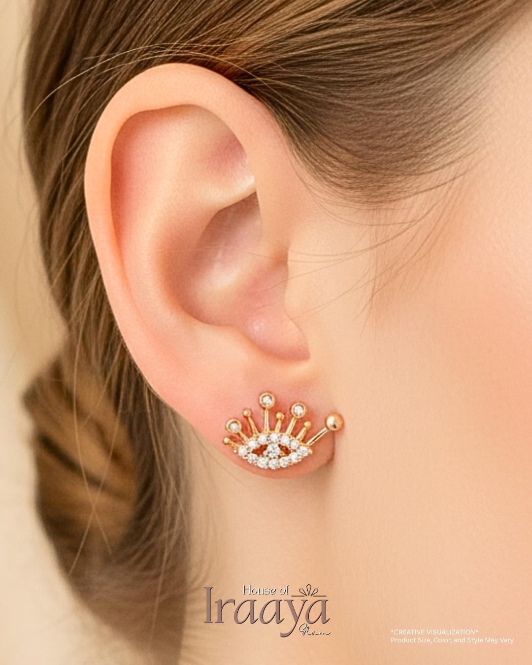 Crown-Inspired Gold Stud Earrings