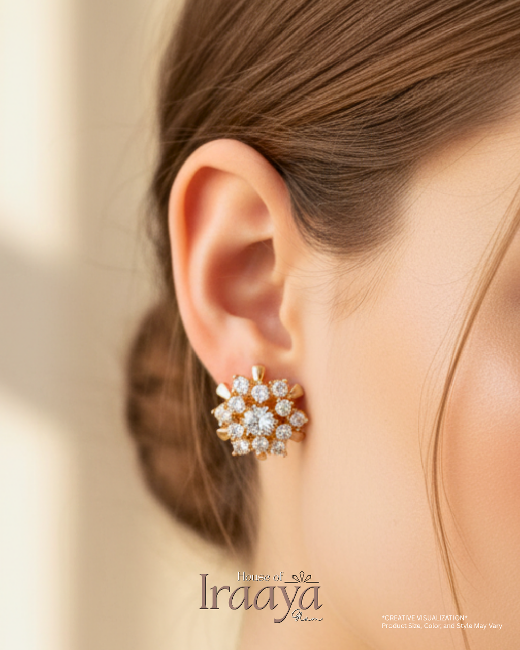 Gold-Plated Floral Cluster Earrings