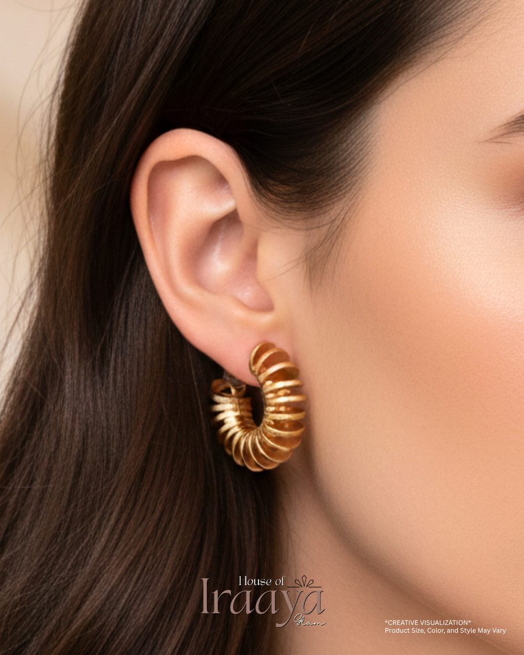 Gold Disc Statement Hoop Earrings