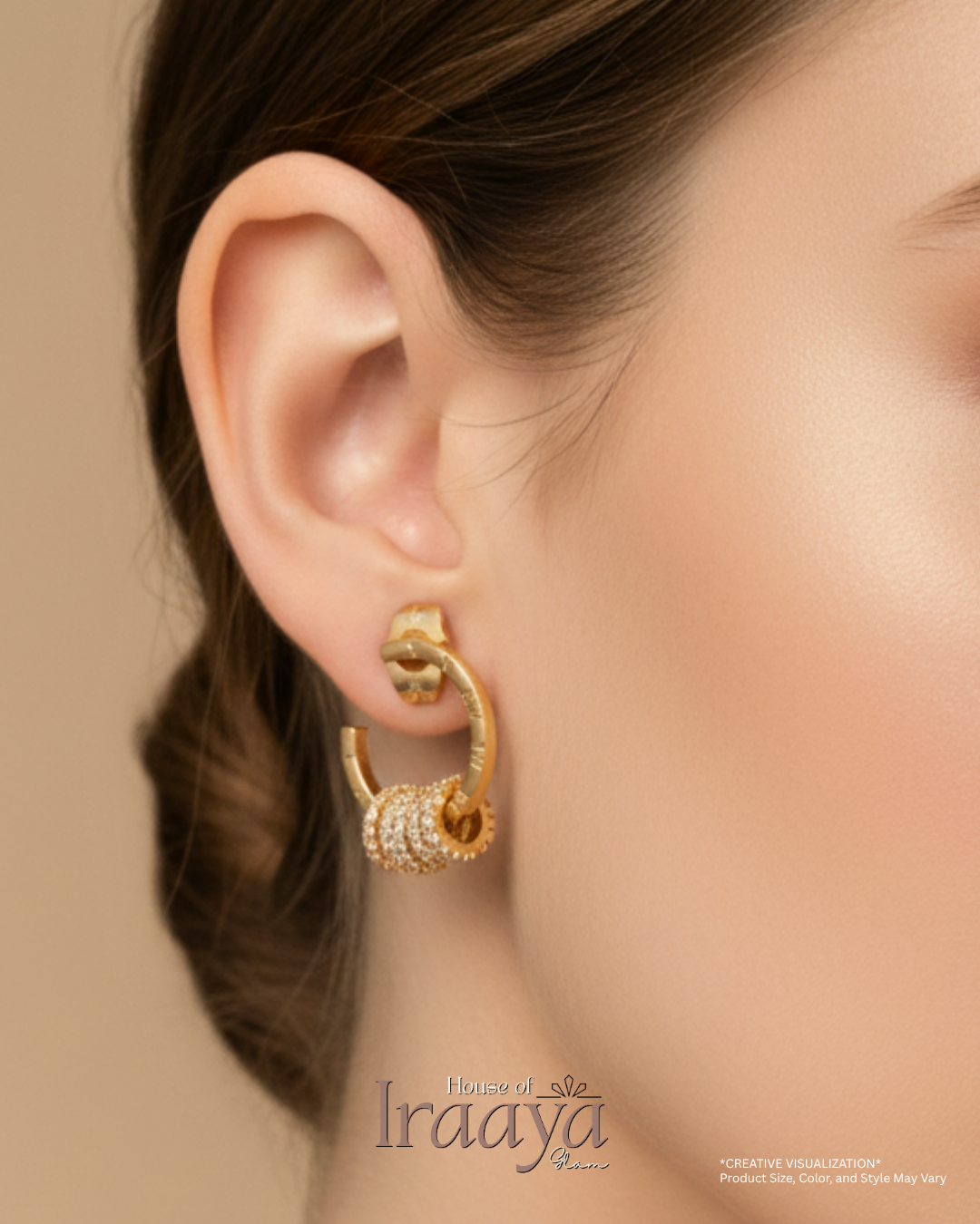 Roman Numeral Hoop Earrings with Sparkling Rings