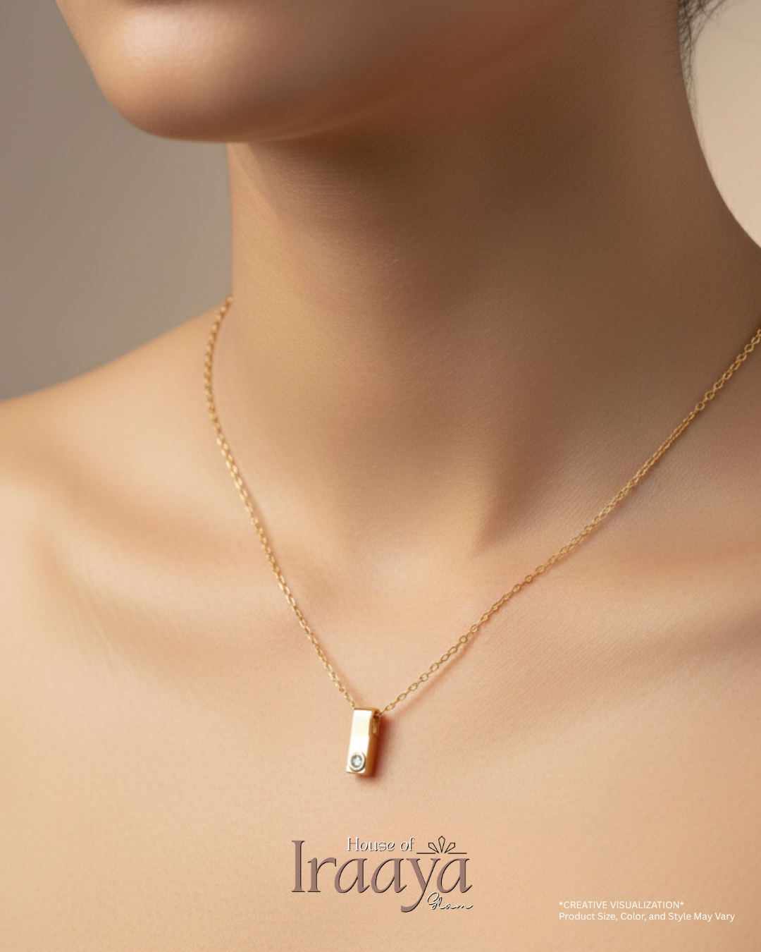 Gold Plated Minimal Bar Pendant Chain