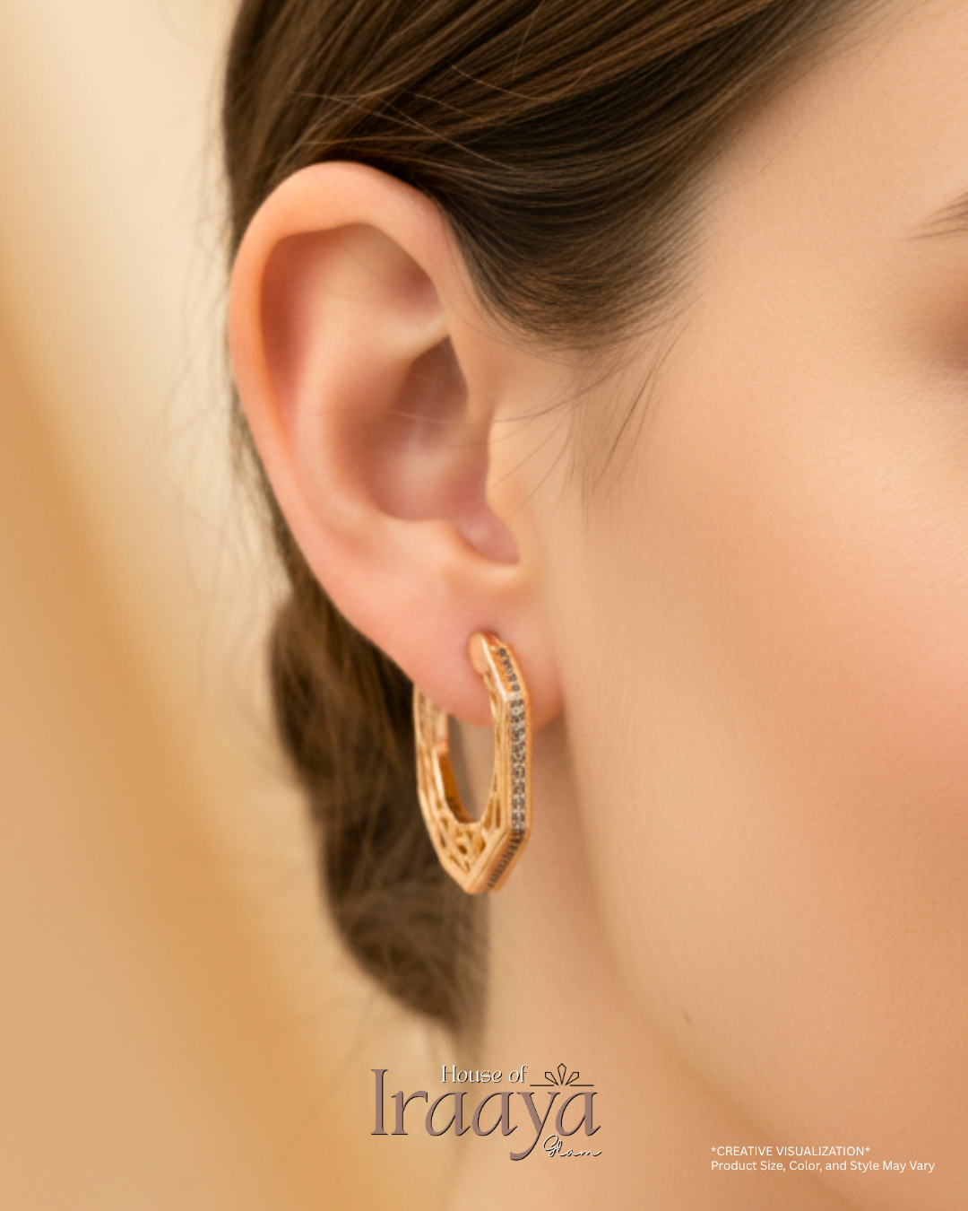 Gold Plated Hoop Earrings with CZ Detailing