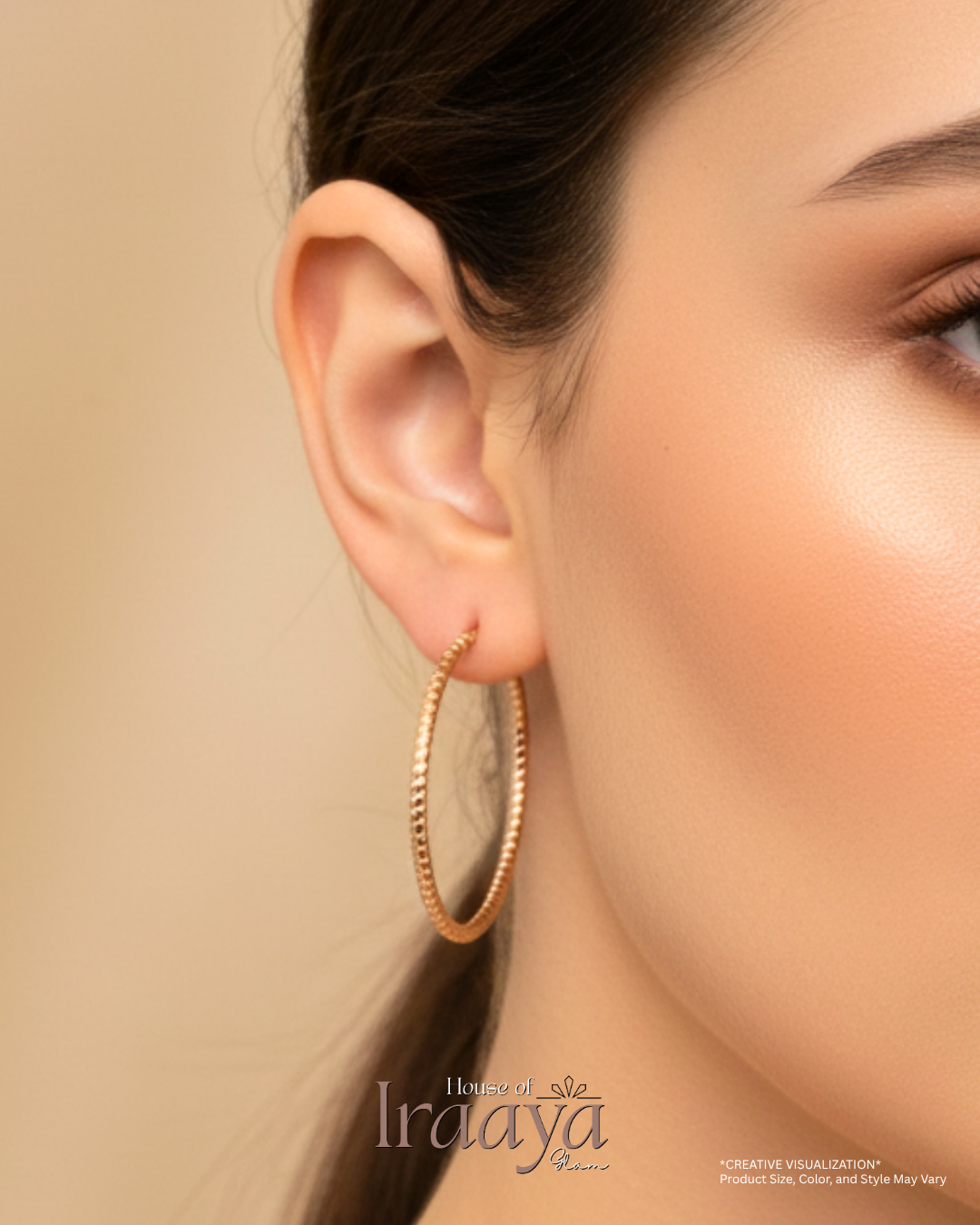 Textured Gold Plated Hoop Earrings