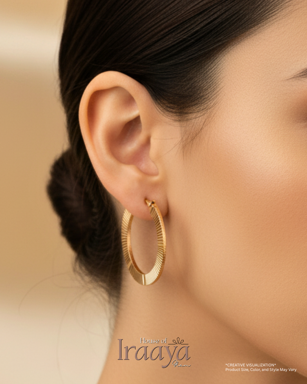 Minimal Textured Gold Hoop Earrings