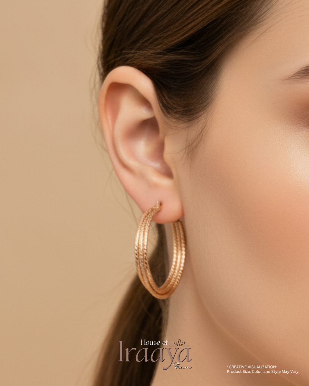 Twisted Dual Band Gold Hoop Earrings