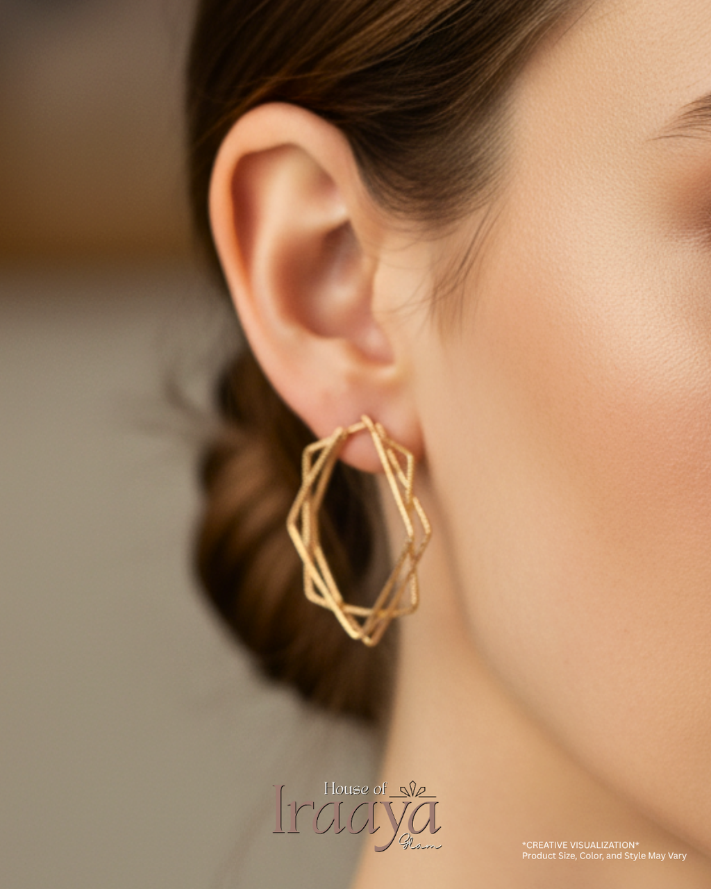 Zigzag Geometric Pattern With Layered Hoop Earnings
