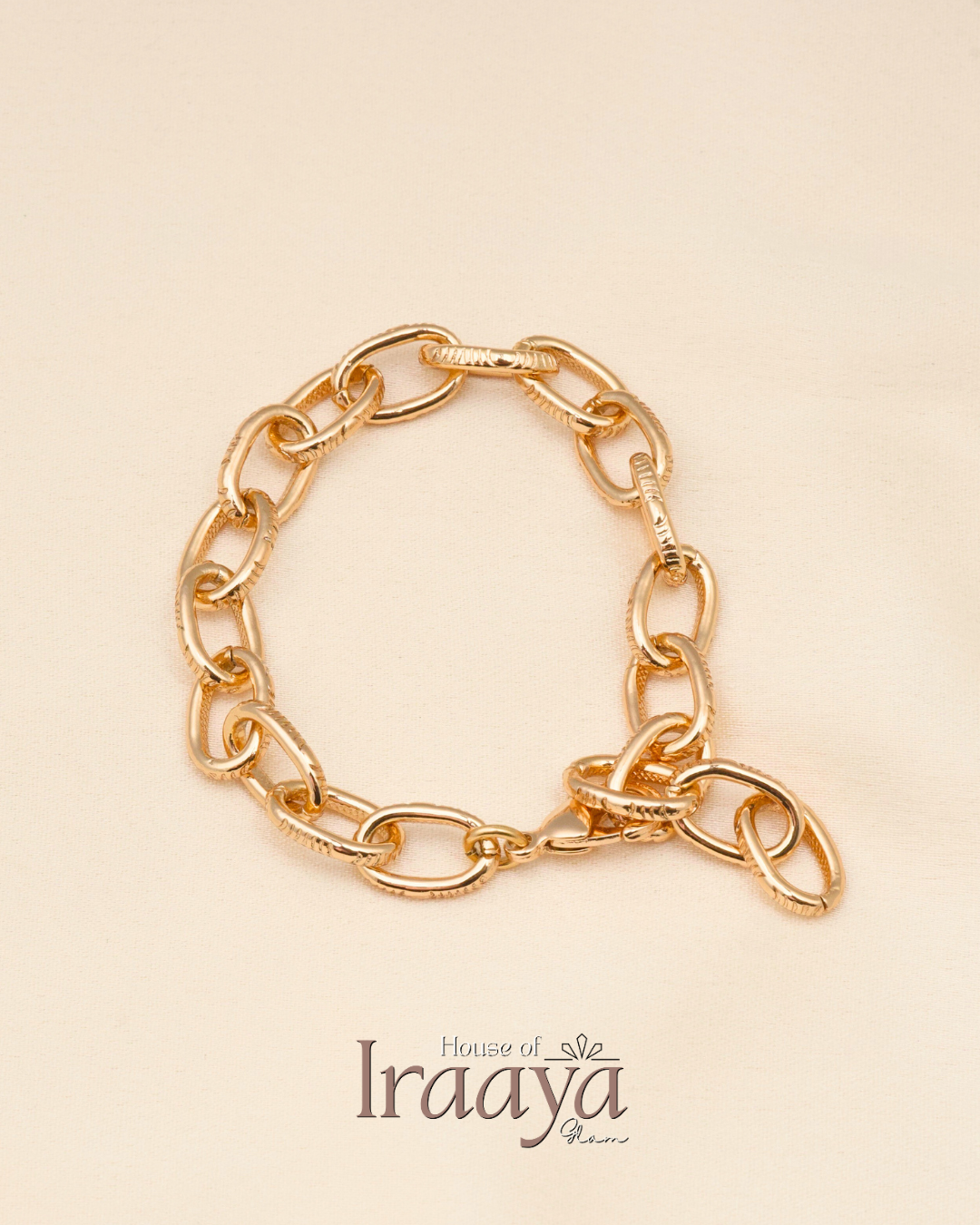 Textured Gold Chain Link Bracelet