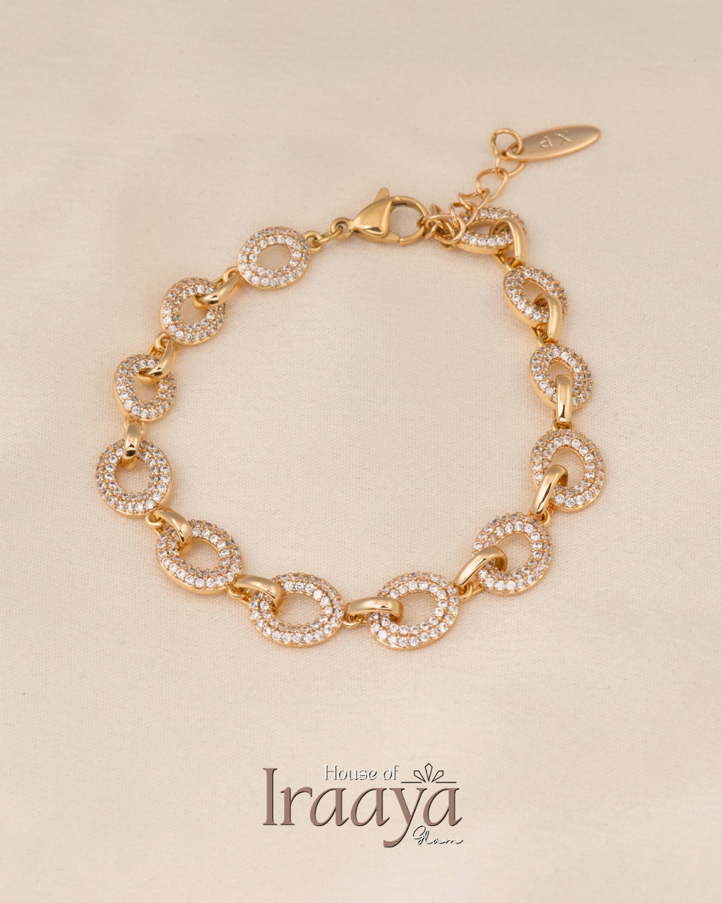 Gold Stoned Loop Link Bracelet