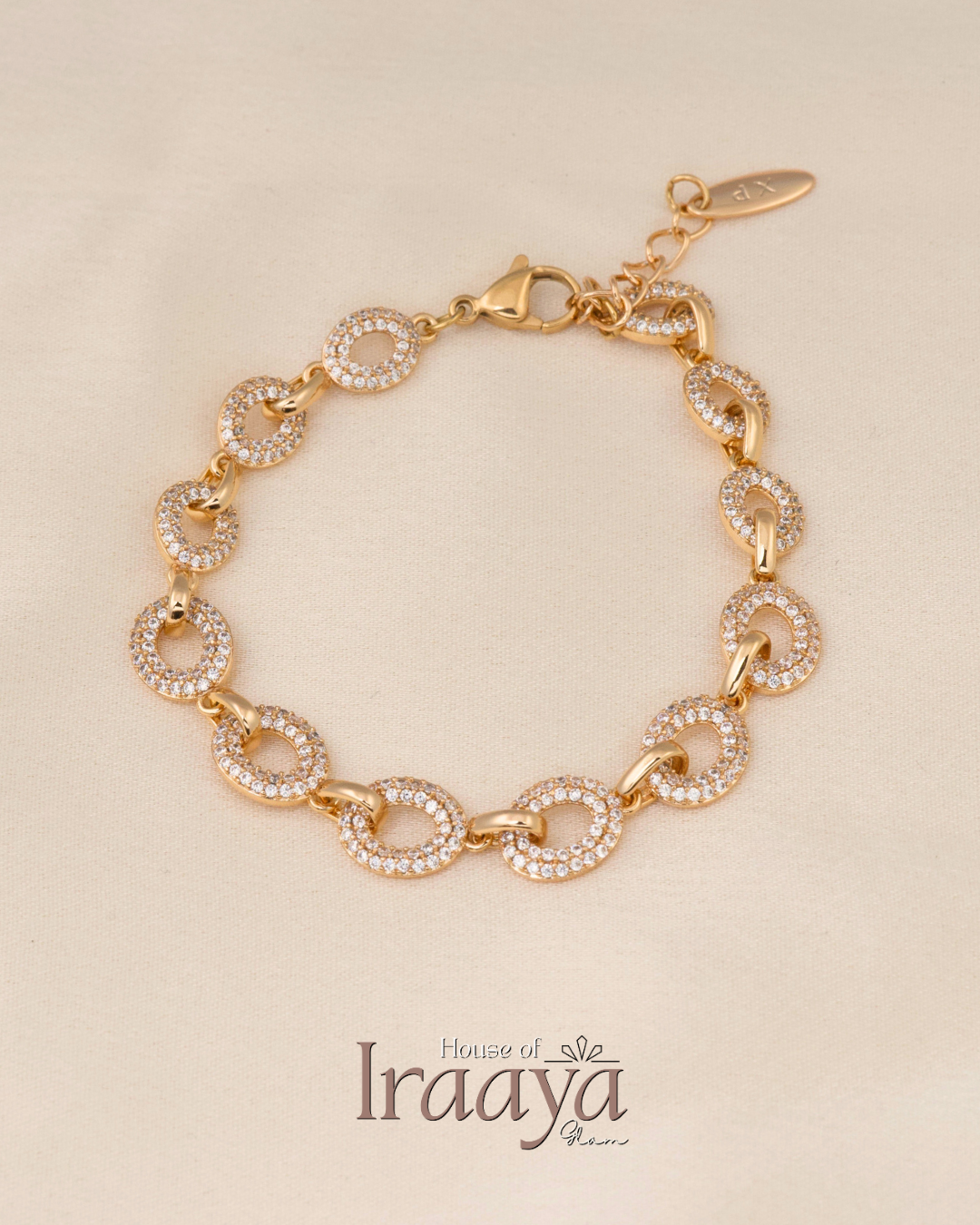 Gold Stoned Loop Link Bracelet