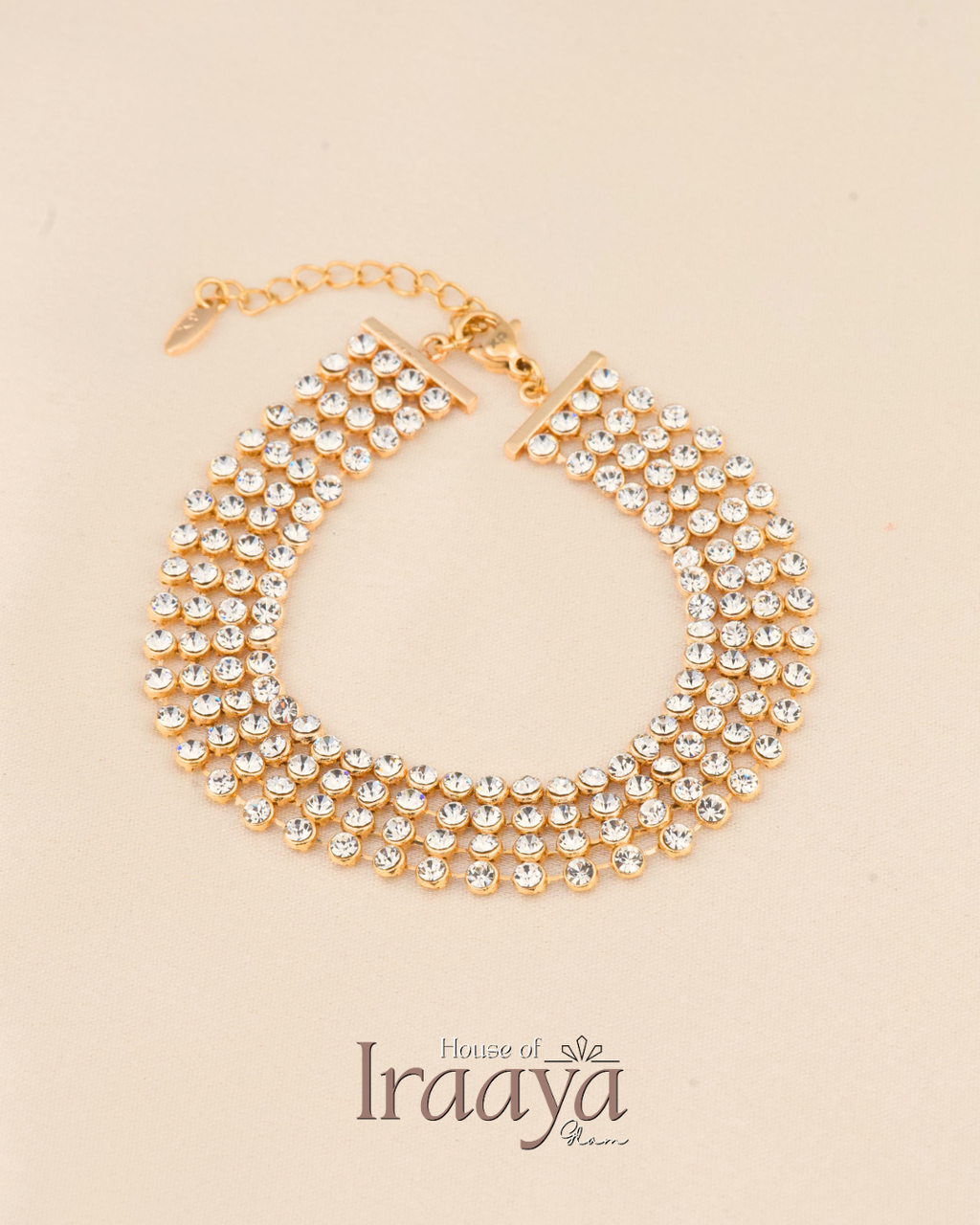 Radiant Swarovski Stoned Mesh Gold Bracelet