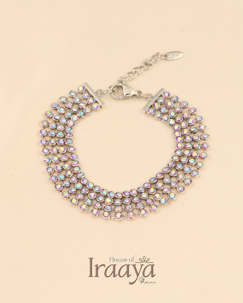 Aurora Swarovski Stoned Mesh Silver Bracelet