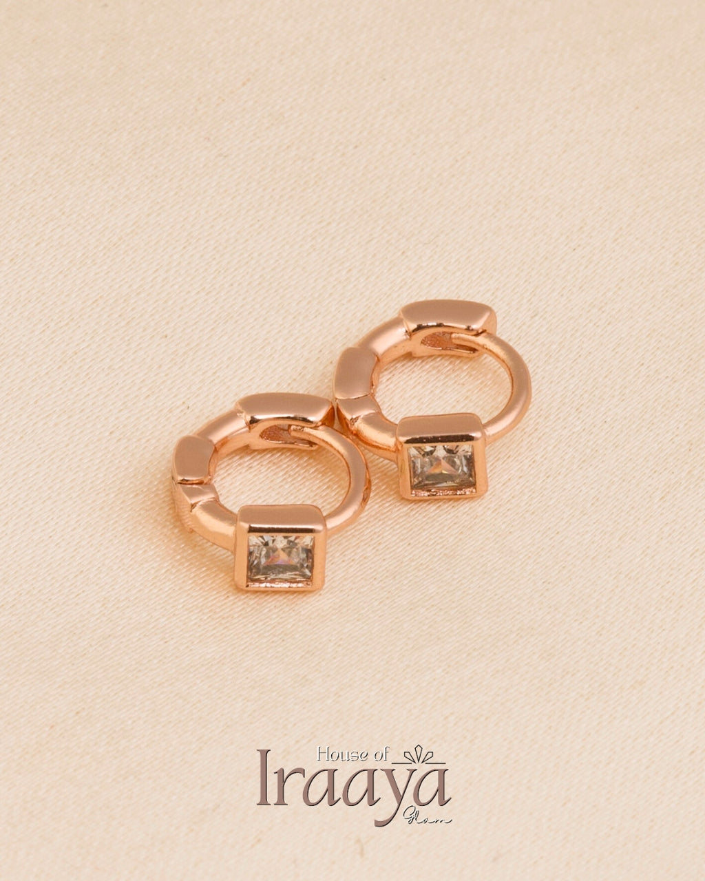 Gold-Plated Stone-Studded Hoop Earrings