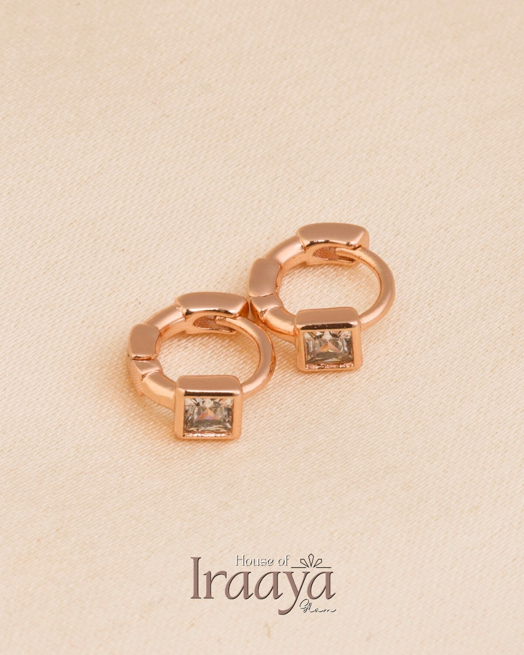 Gold-Plated Stone-Studded Hoop Earrings