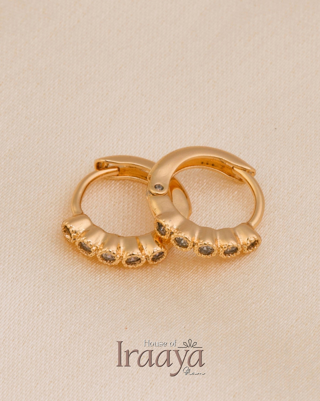 Gold-Plated Stone-Embellished Hoop Earrings