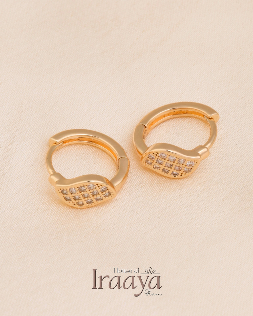 Gold-Plated Pave Hoop Earrings