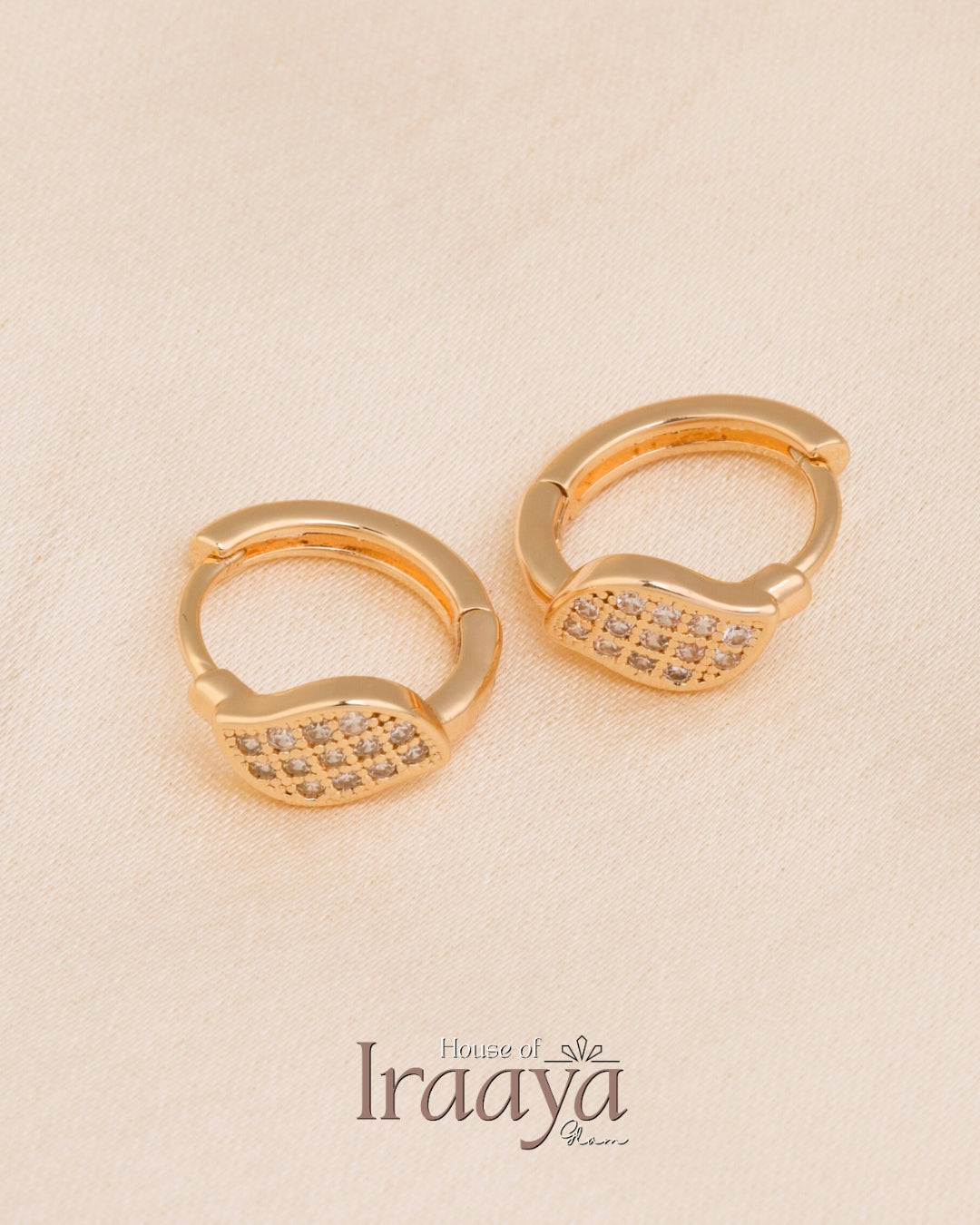Gold-Plated Pave Hoop Earrings