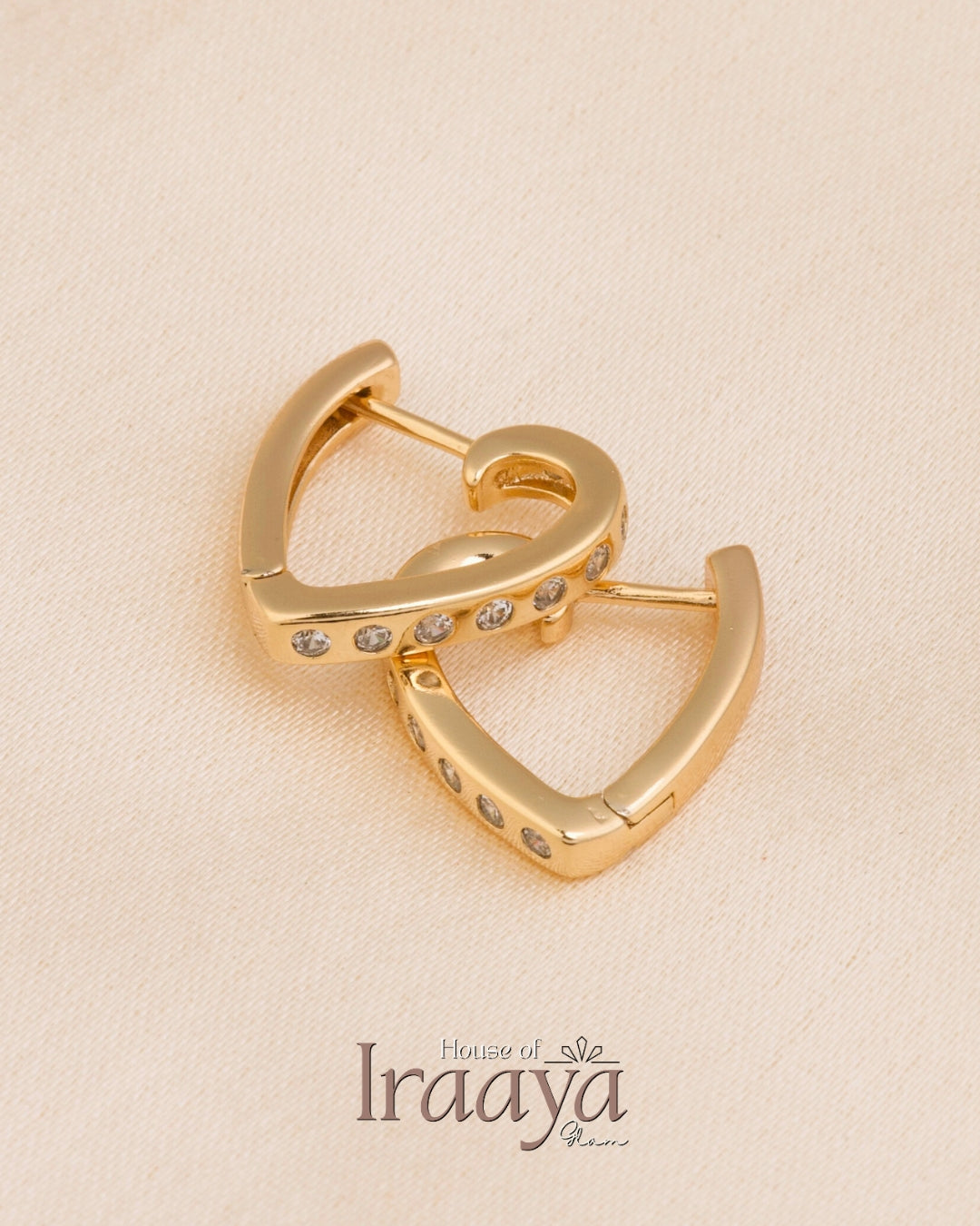 Crystal-Studded Heart Hoop Earrings