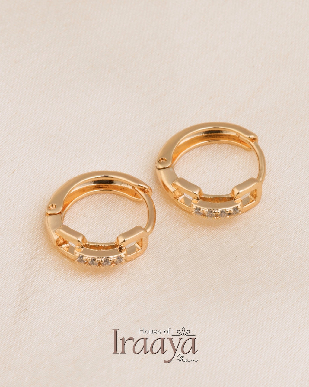 Gold-Plated Huggie Earrings with CZ Detailing