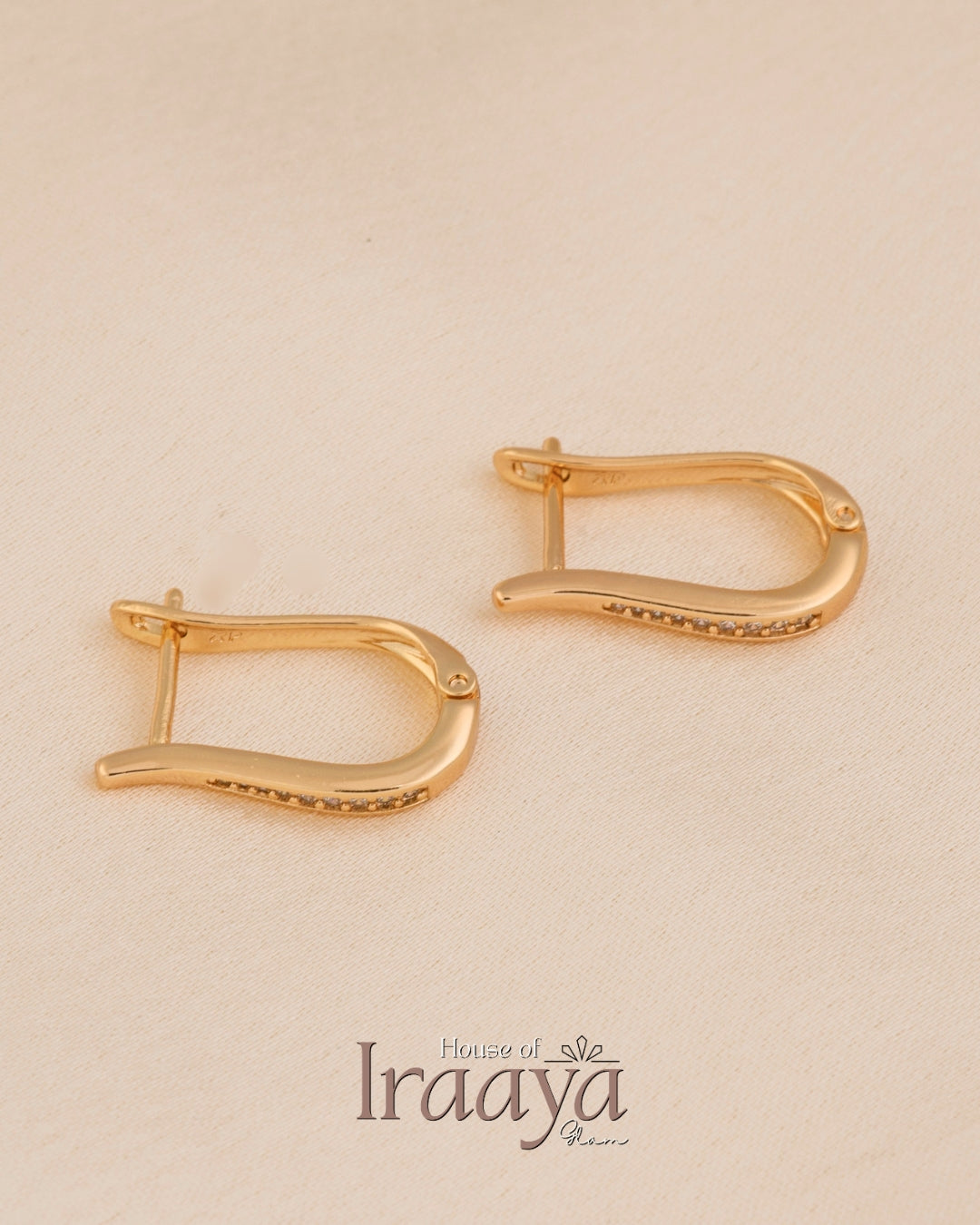 Elegant Gold-Toned Stoned Hoop Earrings