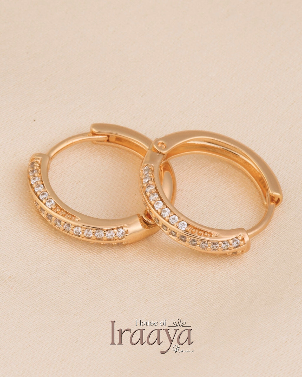 Classic Gold-Plated Crystal Hoop Earrings